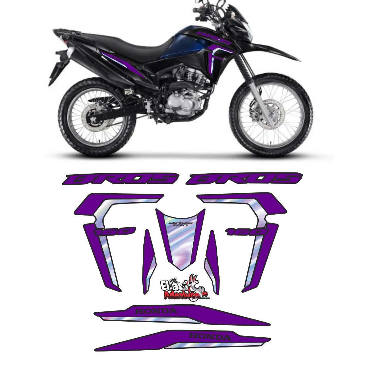 ⚠️ADESIVO BROS 2022/2024 - ROXO / HOLOGRÁFICO