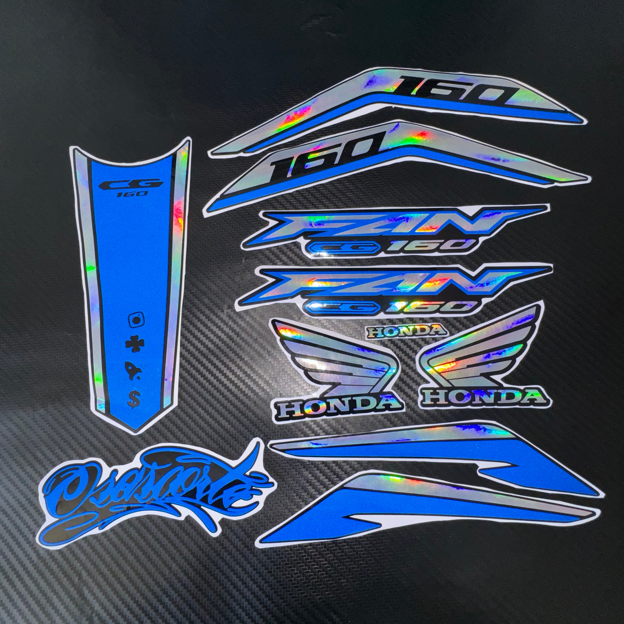 ⚠️ADESIVO FAN ATÉ 2024 - HOLOGRÁFICO / AZUL REFLETIVO