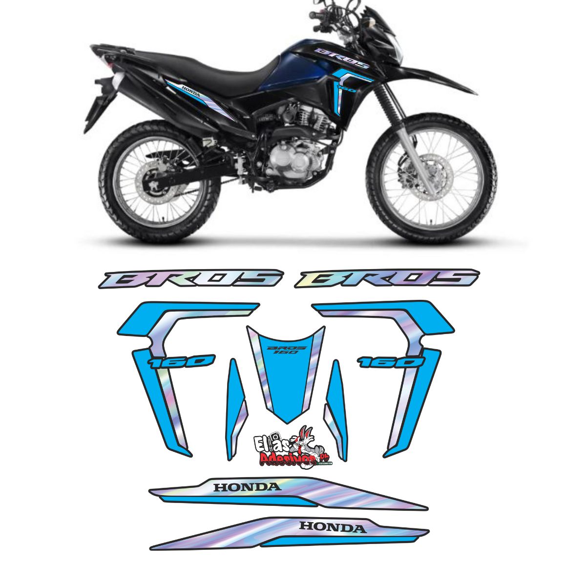 ⚠️ADESIVO BROS 2022/2024 - HOLOGRÁFICO / AZUL BEBÊ