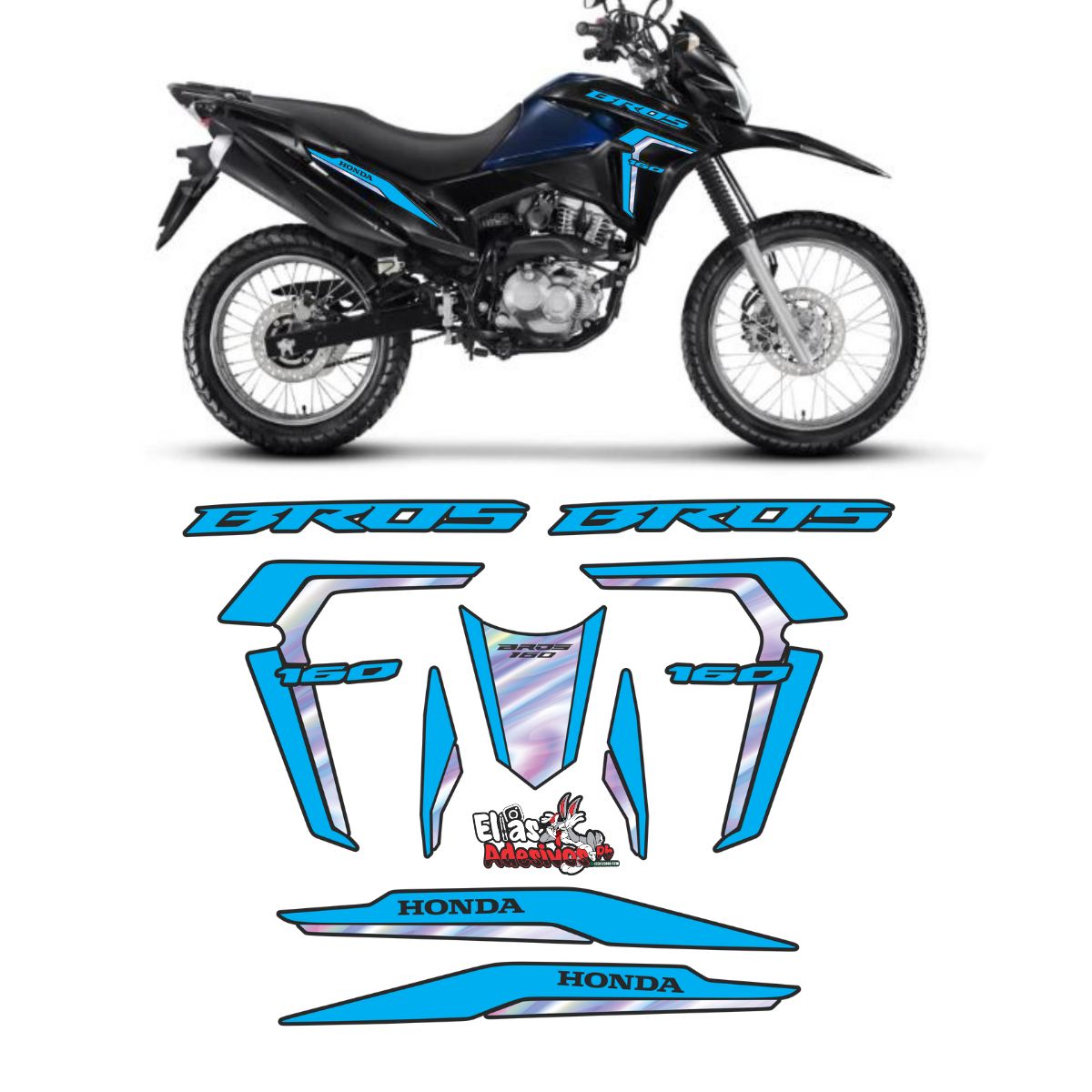 ⚠️ADESIVO BROS 2022/2024 - AZUL BEBÊ / HOLOGRÁFICO