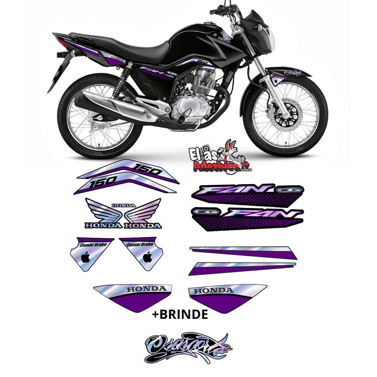 ⚠️ADESIVO FAN 150 - HOLOGRÁFICO / ROXO