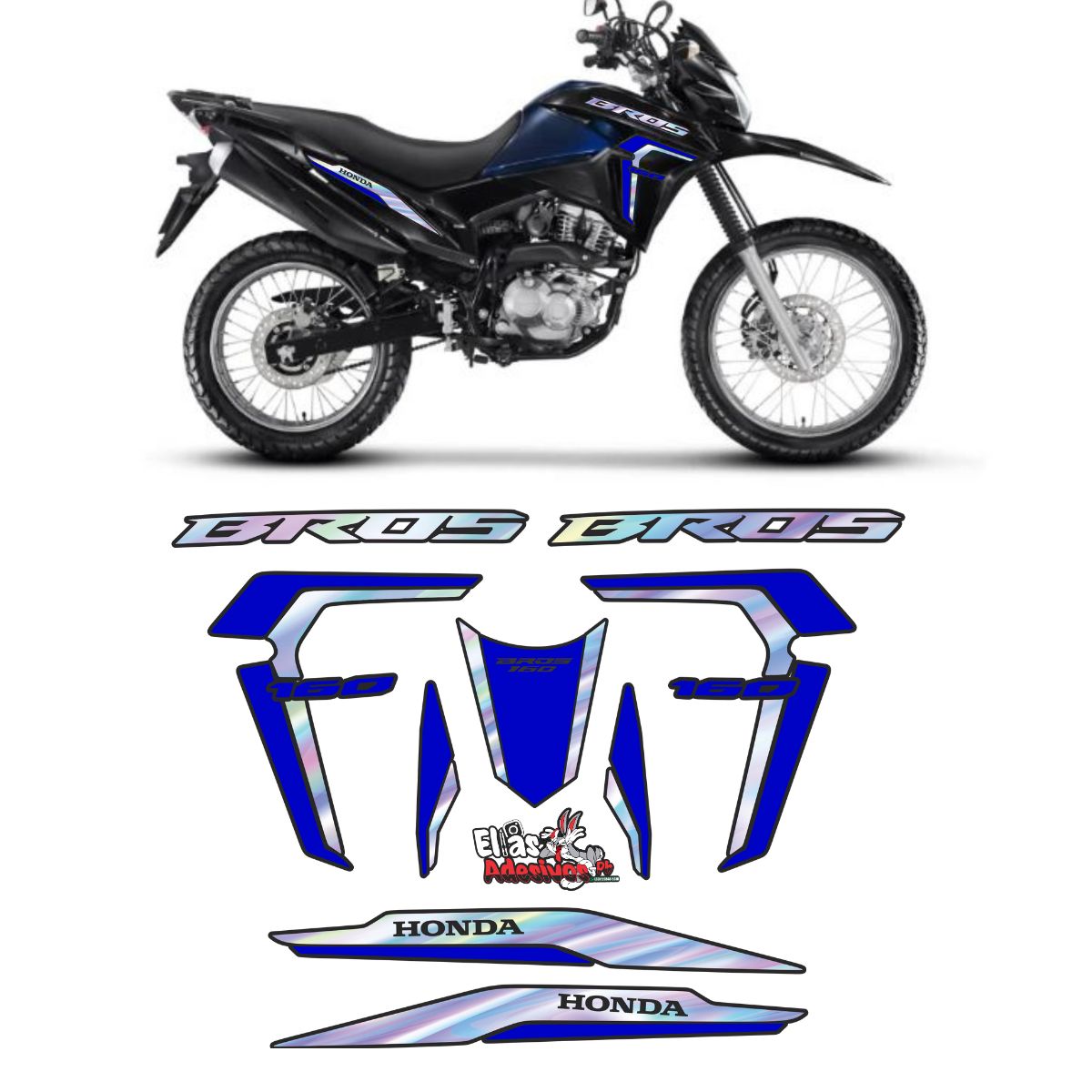 ⚠️ADESIVO BROS 2022/2024 - HOLOGRÁFICO / AZUL REFLETIVO