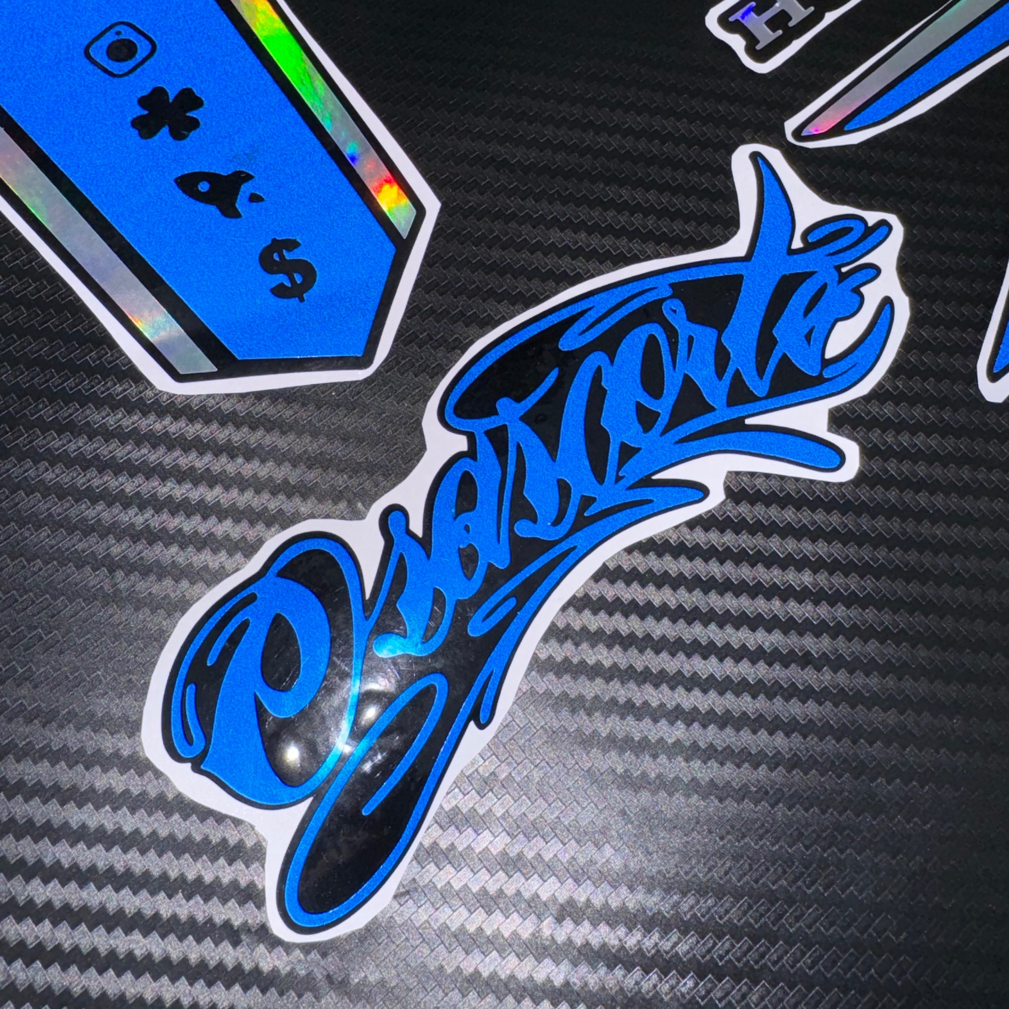 ⚠️ADESIVO FAN ATÉ 2024 - HOLOGRÁFICO / AZUL REFLETIVO