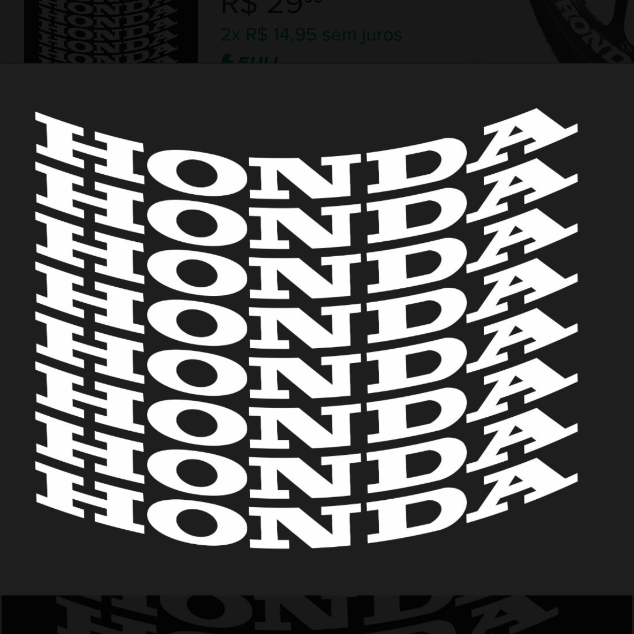 ⚠️ADESIVO P/ RODA "HONDA" BRANCO