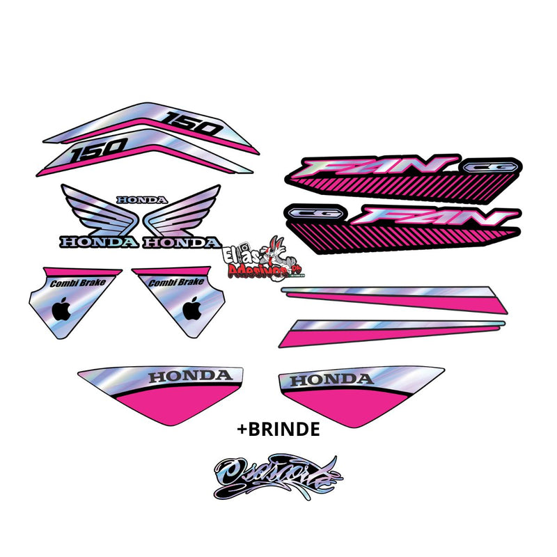 FAN 150 2014 - ADESIVOS HOLOGRÁFICO E ROSA + BRINDE
