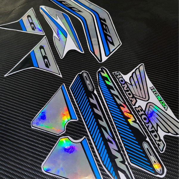 ⚠️ADESIVO TITAN ATÉ 2024 - HOLOGRÁFICO / AZUL REFLETIVO