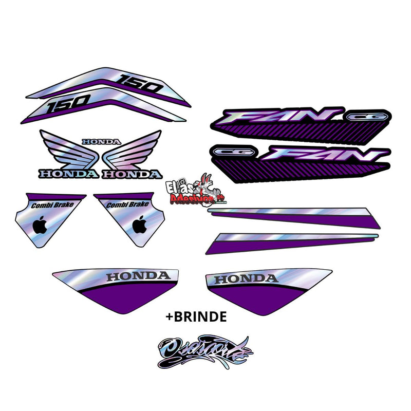 FAN 150 2014 - ADESIVOS HOLOGRÁFICO E ROXO + BRINDE